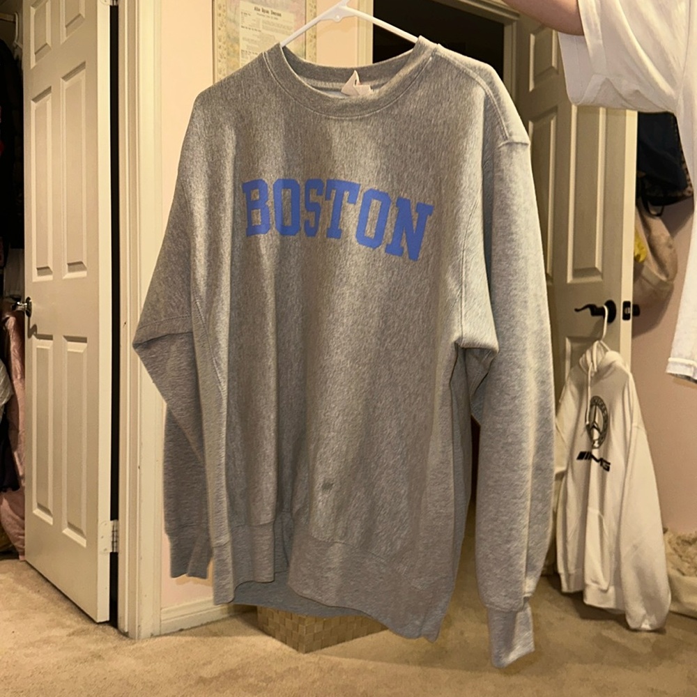 grey boston crewneck